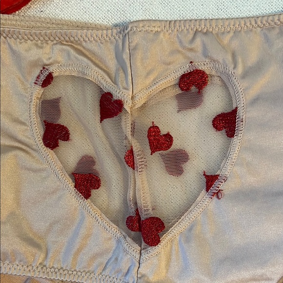 Red and Tan Heart Embroidered Lingerie Set - For Love and Lemons & Intimately FP - Picture 4 of 5